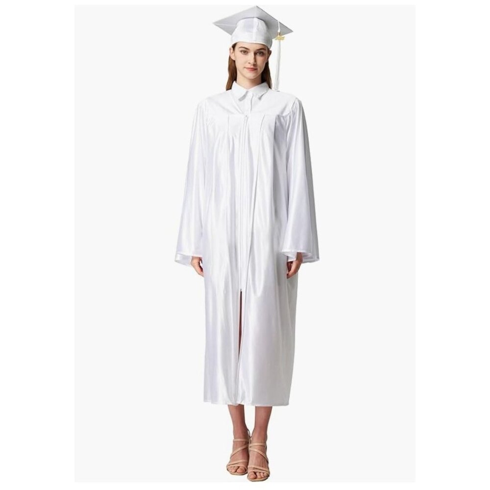 Graduation Gown & Cap Set With 2025 Tassel White- Halloween Costume- DIY Zombie